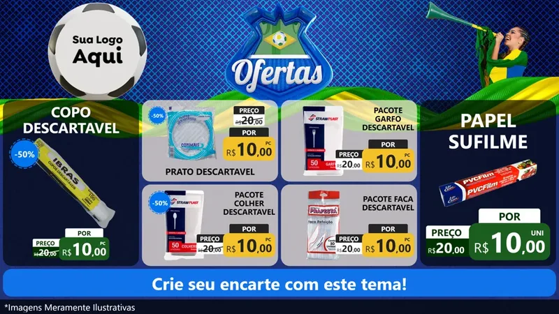 Modelo de TV para TV Horizontal com o tema Ofertas (Futebol) para Embalagens