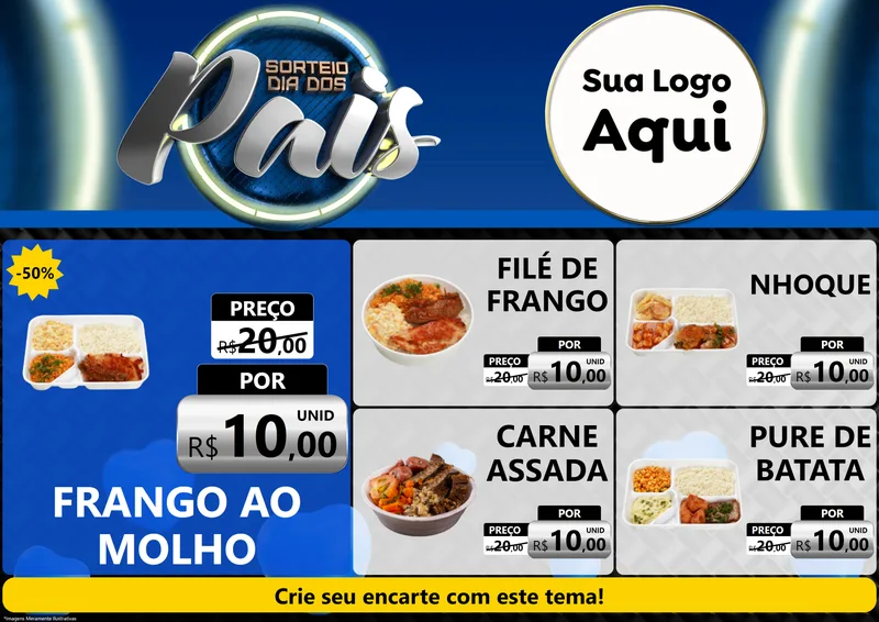 Modelo de Encarte para Encarte A4 Horizontal com o tema Sorteio Dia Dos Pais para Restaurante