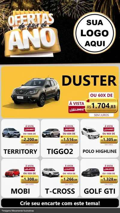Modelo de Rede Social para Stories com o tema Ofertas de Fim de Ano para Concessionaria de Carros