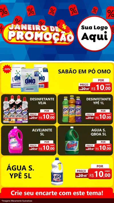 Modelo de TV para TV Vertical com o tema Janeiro de Promoção para Produtos de Limpeza