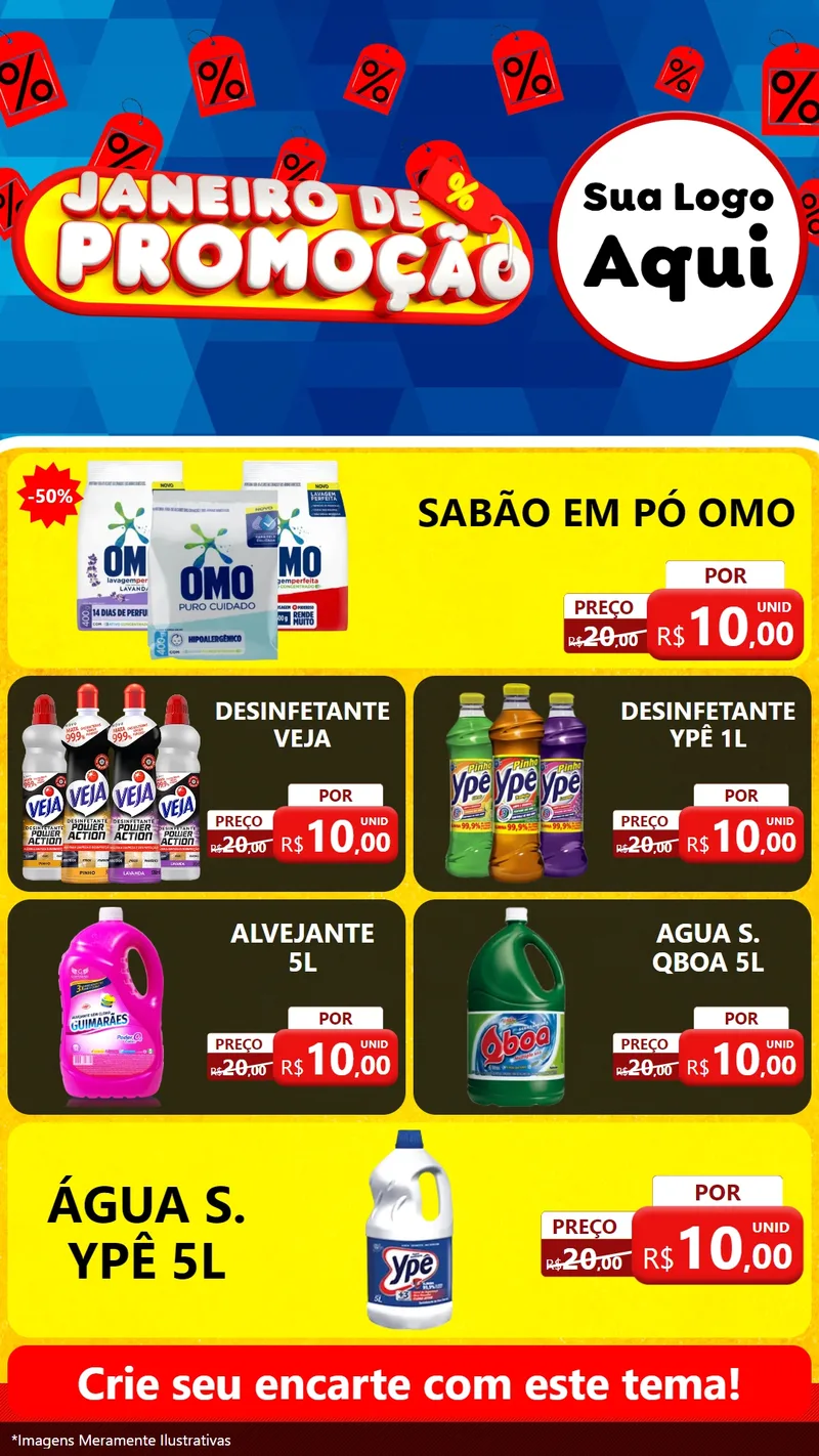 Modelo de TV para TV Vertical com o tema Janeiro de Promoção para Produtos de Limpeza