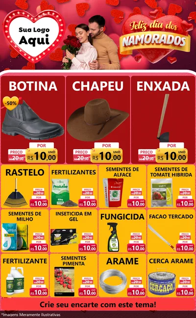 Modelo de Encarte para Encarte Grande com o tema Feliz Dia Dos Namorados para Agropecuária