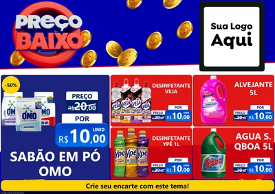 Modelo de Encarte para Encarte A4 Horizontal com o tema Preço Baixo para Produtos de Limpeza