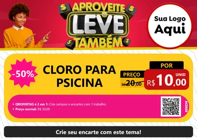 Modelo de Cartaz para Cartaz A4 Horizontal com o tema Aproveite e Leve Também para Produtos para Piscina
