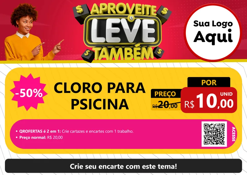 Modelo de Cartaz para Cartaz A4 Horizontal com o tema Aproveite e Leve Também para Produtos para Piscina