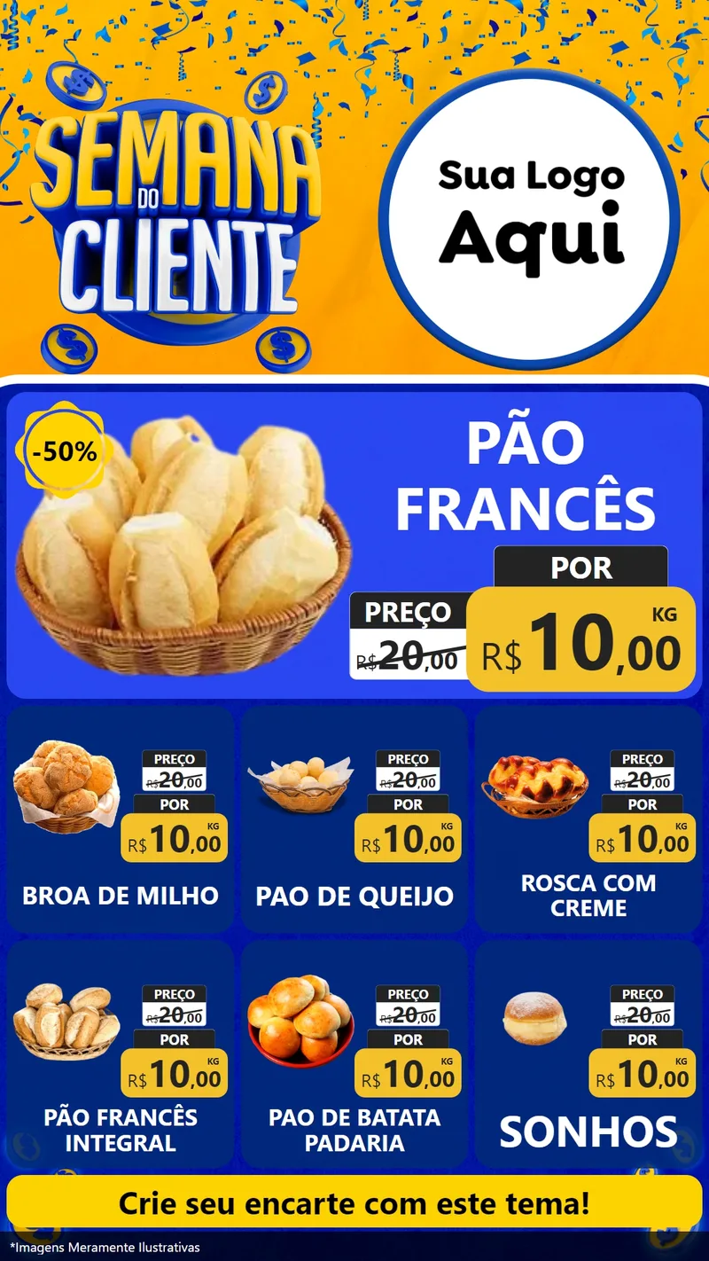 Modelo de Rede Social para Stories com o tema Semana do Cliente para Padaria