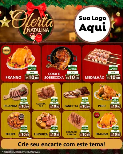 Modelo de Rede Social para Feed Instagram com o tema Ofertas Natalina para Assados