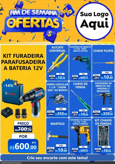 Modelo de Encarte para Encarte A4 Vertical com o tema Fim de Semana de Ofertas para Maquinas e Ferramentas