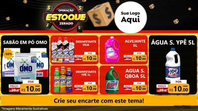 Modelo de TV para TV Horizontal com o tema Operação Estoque Zerado para Produtos de Limpeza