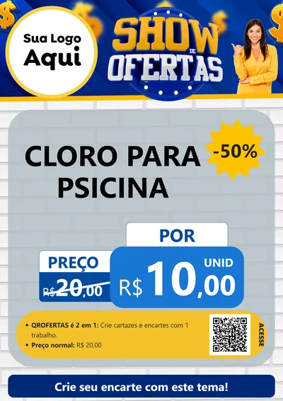 Modelo de Cartaz para Cartaz A4 Vertical com o tema Show de Ofertas para Produtos para Piscina
