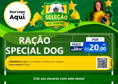 Modelo de Cartaz para Cartaz A4 Horizontal com o tema Seleção de Ofertas - Copa para Pet Shop