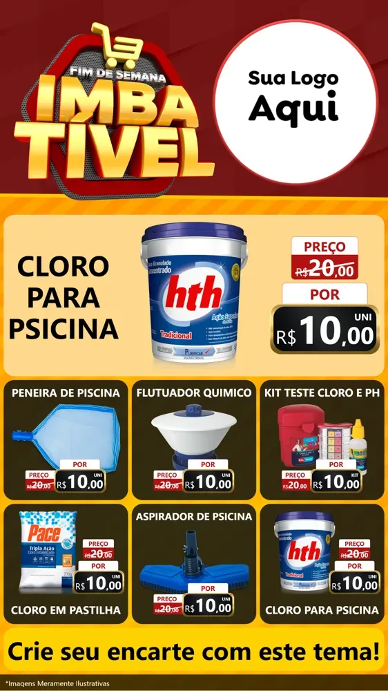Modelo de Rede Social para Stories com o tema Fim de Semana Imbatível para Produtos para Piscina