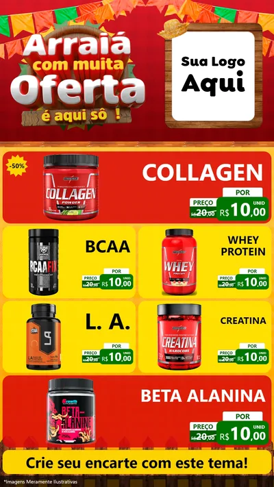 Modelo de TV para TV Vertical com o tema Arraiá Com Muita Oferta - É Aqui Sô! para Suplementos alimentares