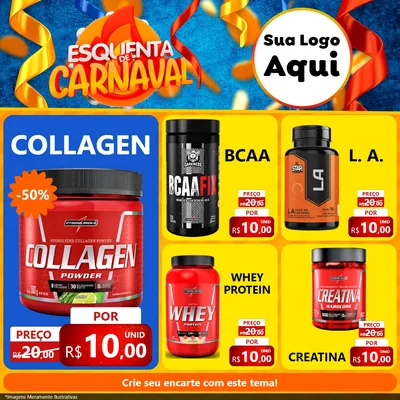Modelo de Rede Social para Feed Facebook com o tema Esquenta de Carnaval para Suplementos alimentares