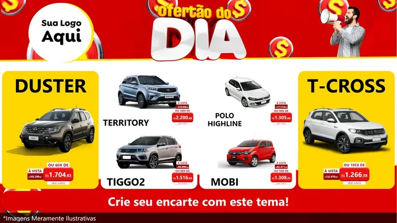 Modelo de TV para TV Horizontal com o tema Ofertão do dia para Concessionaria de Carros