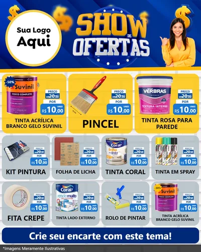 Modelo de Rede Social para Feed Instagram com o tema Show de Ofertas para Tintas e Ferramentas