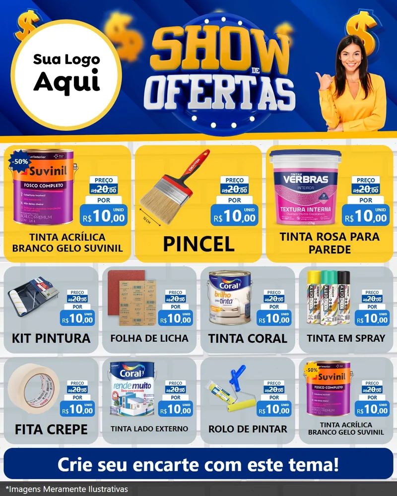 Modelo de Rede Social para Feed Instagram com o tema Show de Ofertas para Tintas e Ferramentas