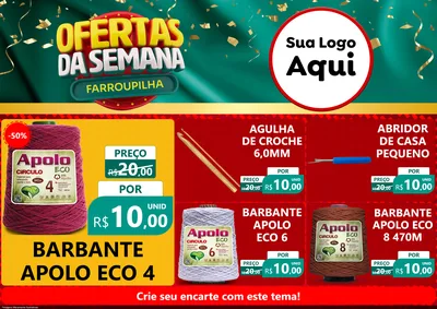 Modelo de Encarte para Encarte A4 Horizontal com o tema Ofertas da Semana Farroupilha para Armarinho e Aviamentos