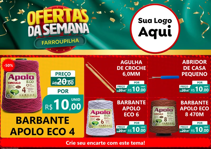 Modelo de Encarte para Encarte A4 Horizontal com o tema Ofertas da Semana Farroupilha para Armarinho e Aviamentos