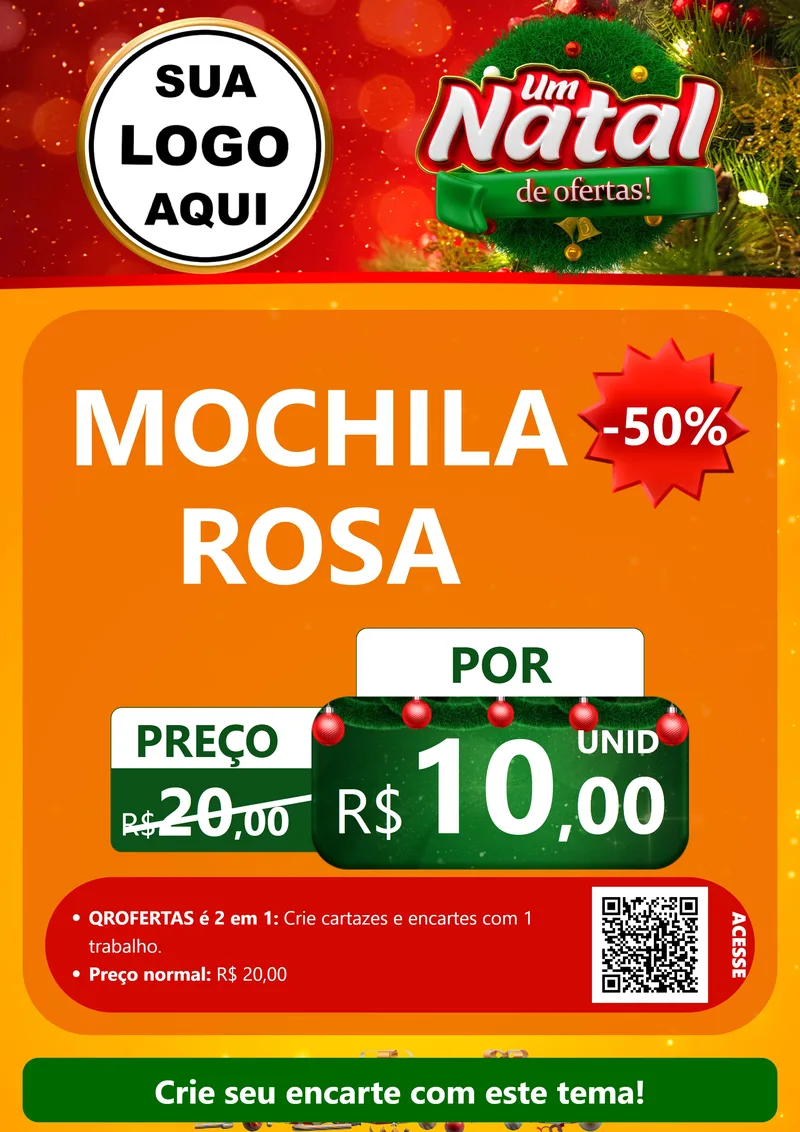 Modelo de Cartaz para Cartaz A4 Vertical com o tema Um Natal de Ofertas para Papelaria