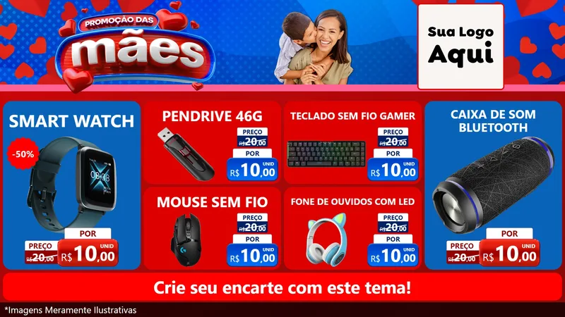 Modelo de TV para TV Horizontal com o tema Promoção das Mães para Informática