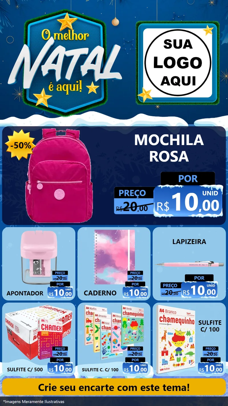 Modelo de Rede Social para Stories com o tema O Melhor Natal É Aqui! para Papelaria