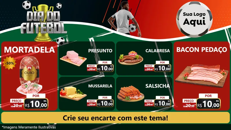 Modelo de TV para TV Horizontal com o tema Dia Do Futebol para Frios e Laticínios