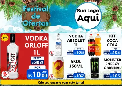 Modelo de Encarte para Encarte A4 Horizontal com o tema Festival de Ofertas - Inverno para Distribuidora de bebidas