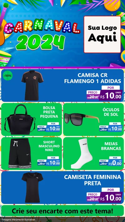 Modelo de TV para TV Vertical com o tema Carnaval 2027 para Roupas e acessórios