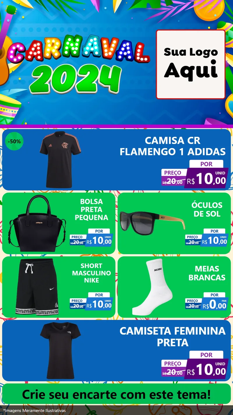 Modelo de TV para TV Vertical com o tema Carnaval 2027 para Roupas e acessórios