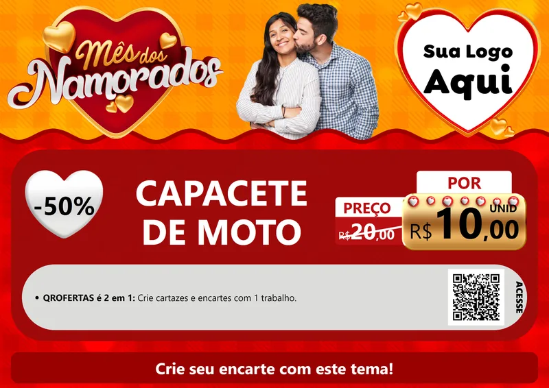 Modelo de Cartaz para Cartaz A4 Horizontal com o tema Mês dos Namorados para Moto peças
