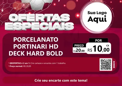 Modelo de Cartaz para Cartaz A4 Horizontal com o tema Ofertas Especiais - Futebol para Pisos e revestimentos