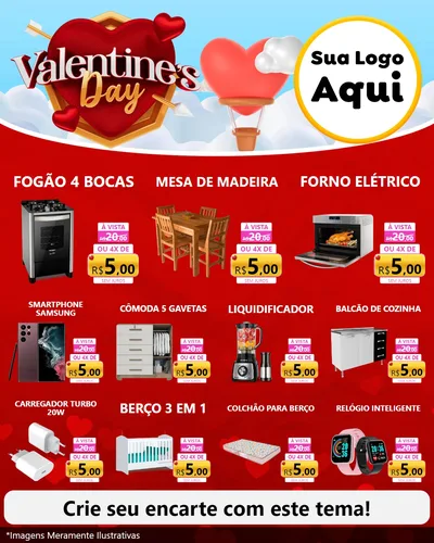 Modelo de Rede Social para Feed Instagram com o tema Valentine's Day para Móveis e Eletro