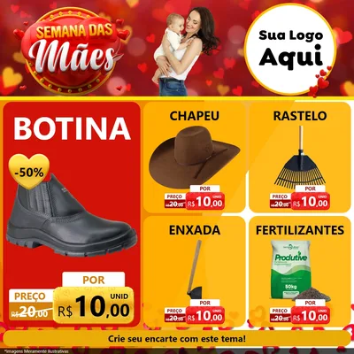 Modelo de Rede Social para Feed Facebook com o tema Semana das Mães para Agropecuária