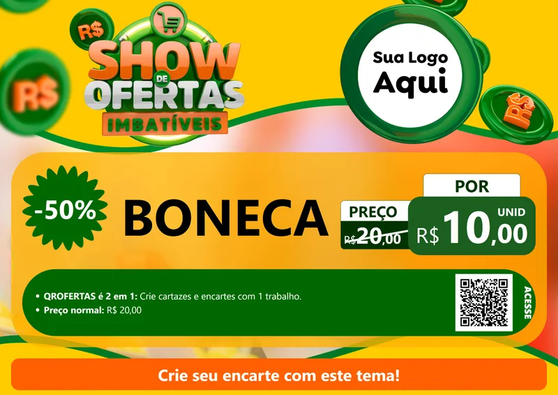 Modelo de Cartaz para Cartaz A4 Horizontal com o tema Show de Ofertas Imbatíveis para Brinquedos
