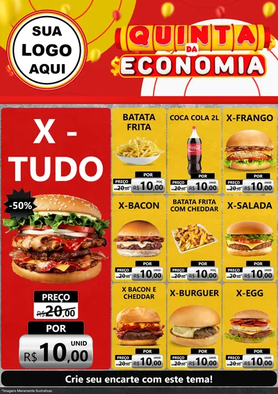 Modelo de Encarte para Encarte A4 Vertical com o tema Quinta da Economia para Hamburgueria