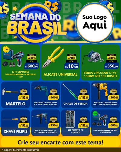 Modelo de Rede Social para Feed Instagram com o tema Semana Do Brasil para Maquinas e Ferramentas
