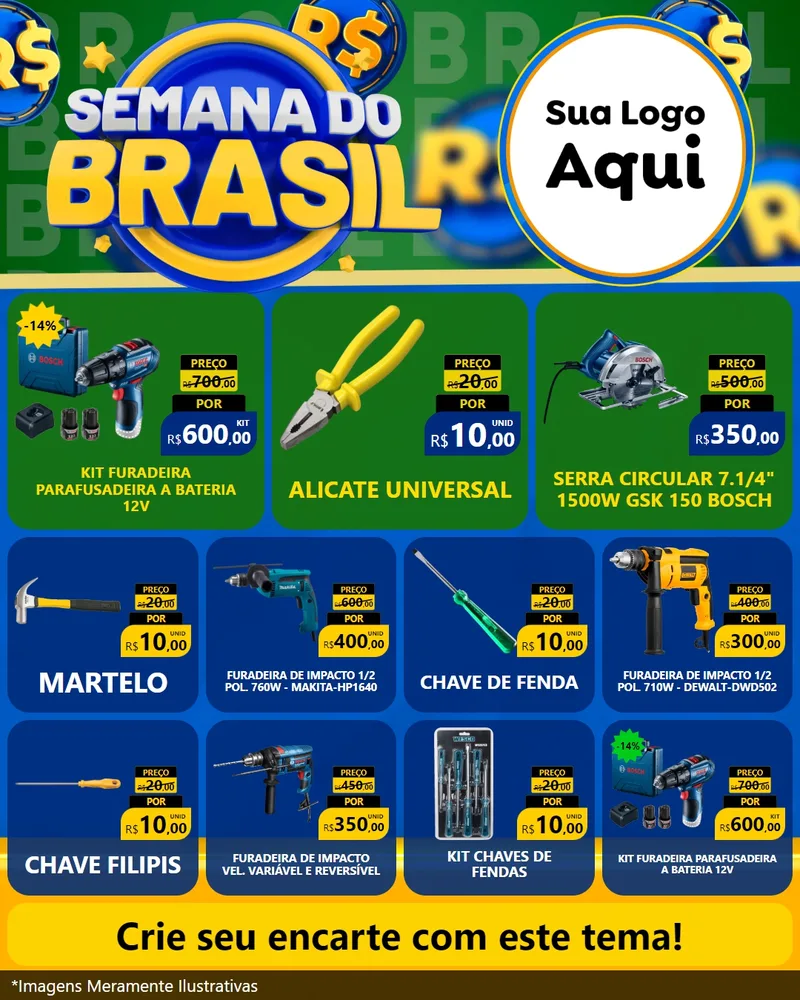Modelo de Rede Social para Feed Instagram com o tema Semana Do Brasil para Maquinas e Ferramentas