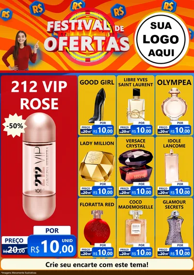 Modelo de Encarte para Encarte A4 Vertical com o tema Festival de Ofertas para Perfumes