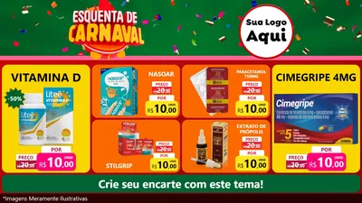 Modelo de TV para TV Horizontal com o tema Esquenta de Carnaval para Farmácia
