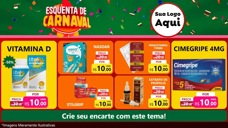 Modelo de TV para TV Horizontal com o tema Esquenta de Carnaval para Farmácia
