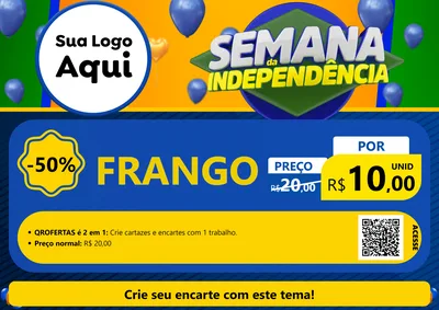 Modelo de Cartaz para Cartaz A4 Horizontal com o tema Semana da Independência para Assados