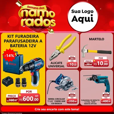 Modelo de Rede Social para Feed Facebook com o tema Semana dos namorados para Maquinas e Ferramentas