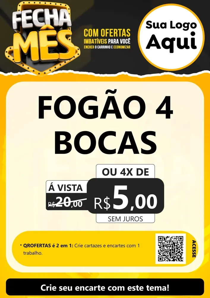 Modelo de Cartaz para Cartaz A4 Vertical com o tema Fecha Mês para Móveis e Eletro