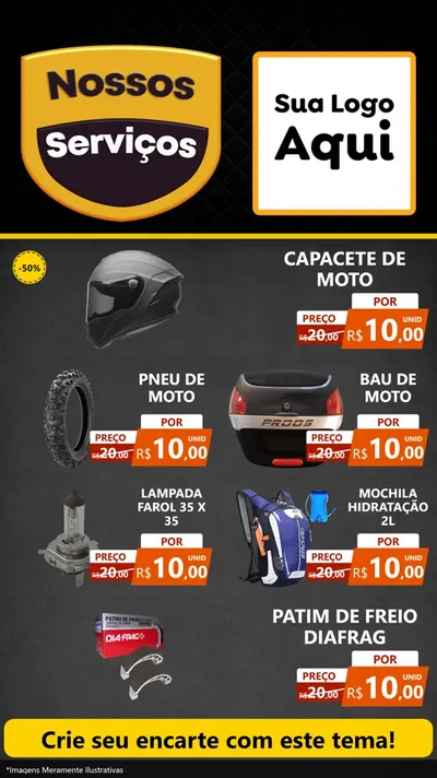 Modelo de TV para TV Vertical com o tema Nossos Serviços para Moto peças
