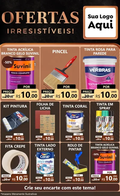 Modelo de Encarte para Encarte Grande com o tema Ofertas Irresistíveis! para Tintas e Ferramentas