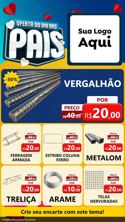 Modelo de Rede Social para Stories com o tema Oferta Do Dia Dos Pais para Ferragens