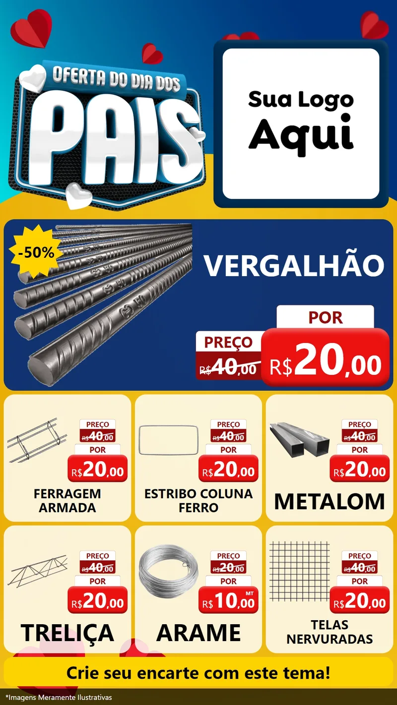 Modelo de Rede Social para Stories com o tema Oferta Do Dia Dos Pais para Ferragens