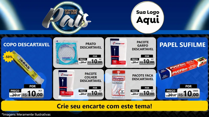 Modelo de TV para TV Horizontal com o tema Sorteio Dia Dos Pais para Embalagens