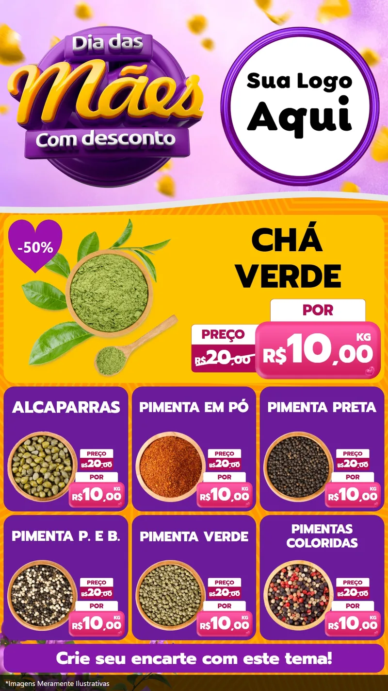Modelo de Rede Social para Stories com o tema Dia das Mães com Desconto para Produtos Naturais